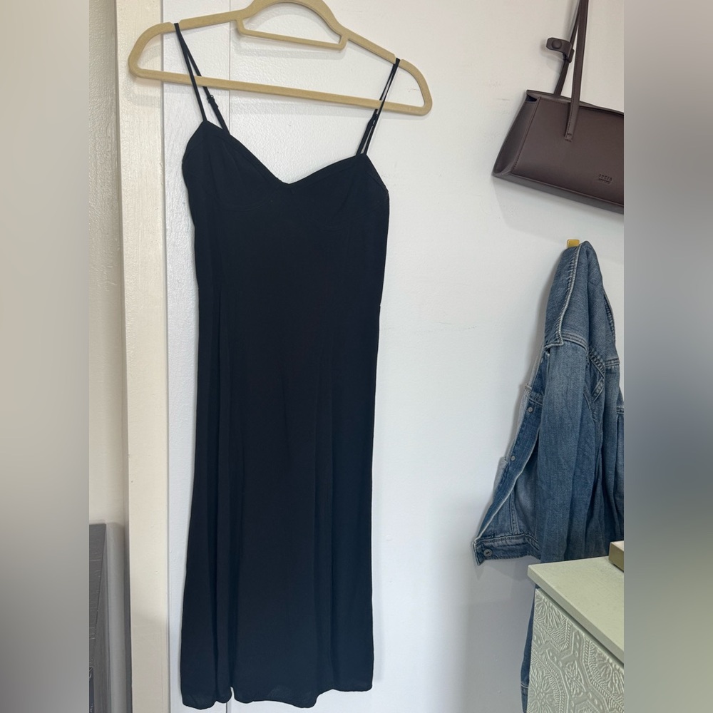 Sunday Best Black Viola Slit Hem Midi Dress